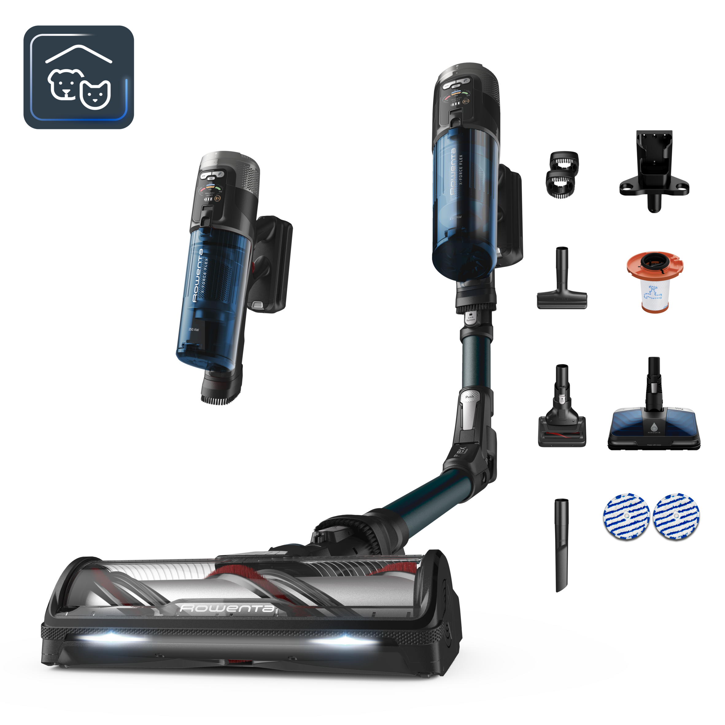 Tyčový vysavač X-Force Flex 13.60 Auto Animal Aerospin Aqua 150 AW RH9AD1WO
