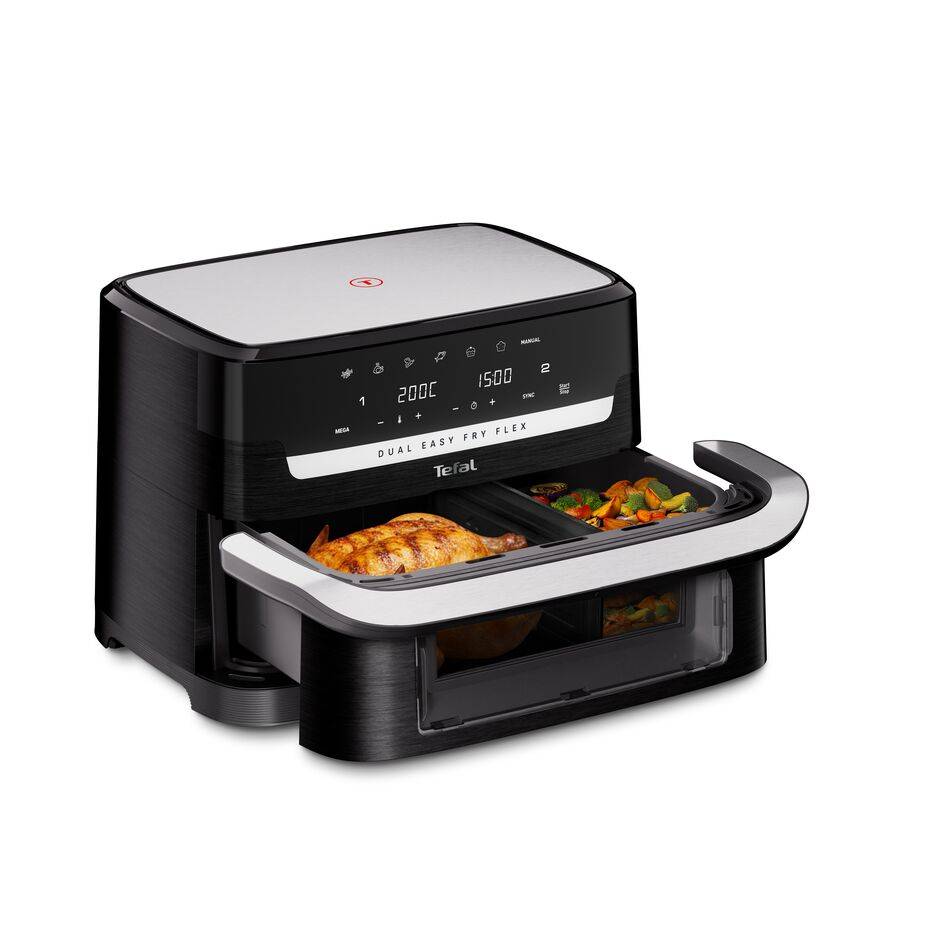 Duální horkovzdušná fritéza Tefal Dual Easy Fry Flex 9 l, EY9228E0, černá