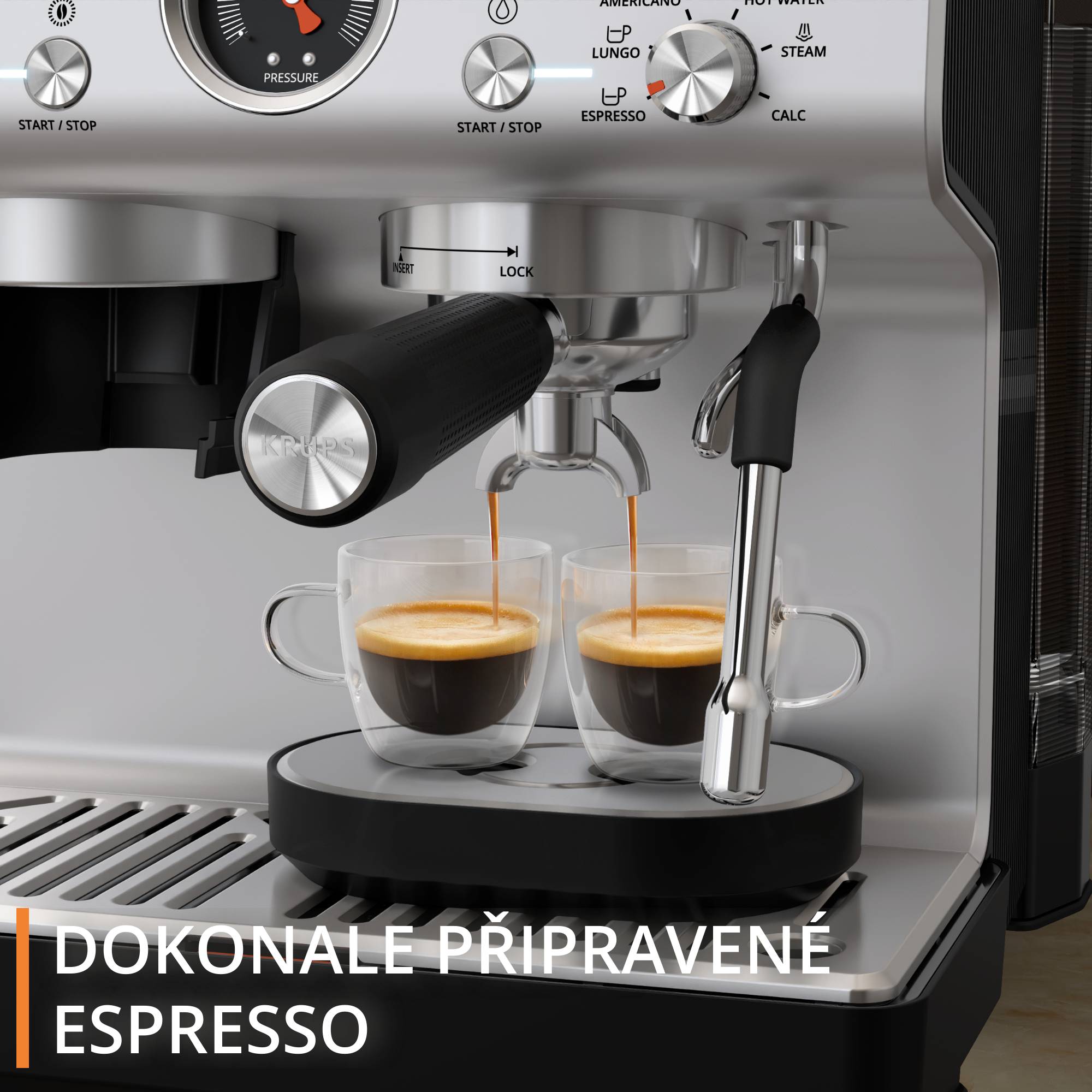 Pákový kávovar s mlýnkem KRUPS Precision XP801T10 Černá/Nerez