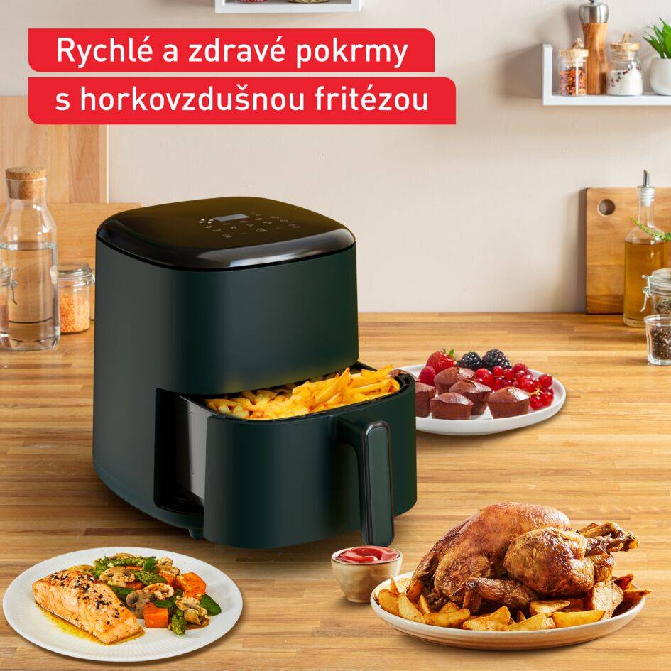 Horkovzdušná fritéza 5l Tefal Easy Fry Max EY245310 Tmavě zelená/Černá