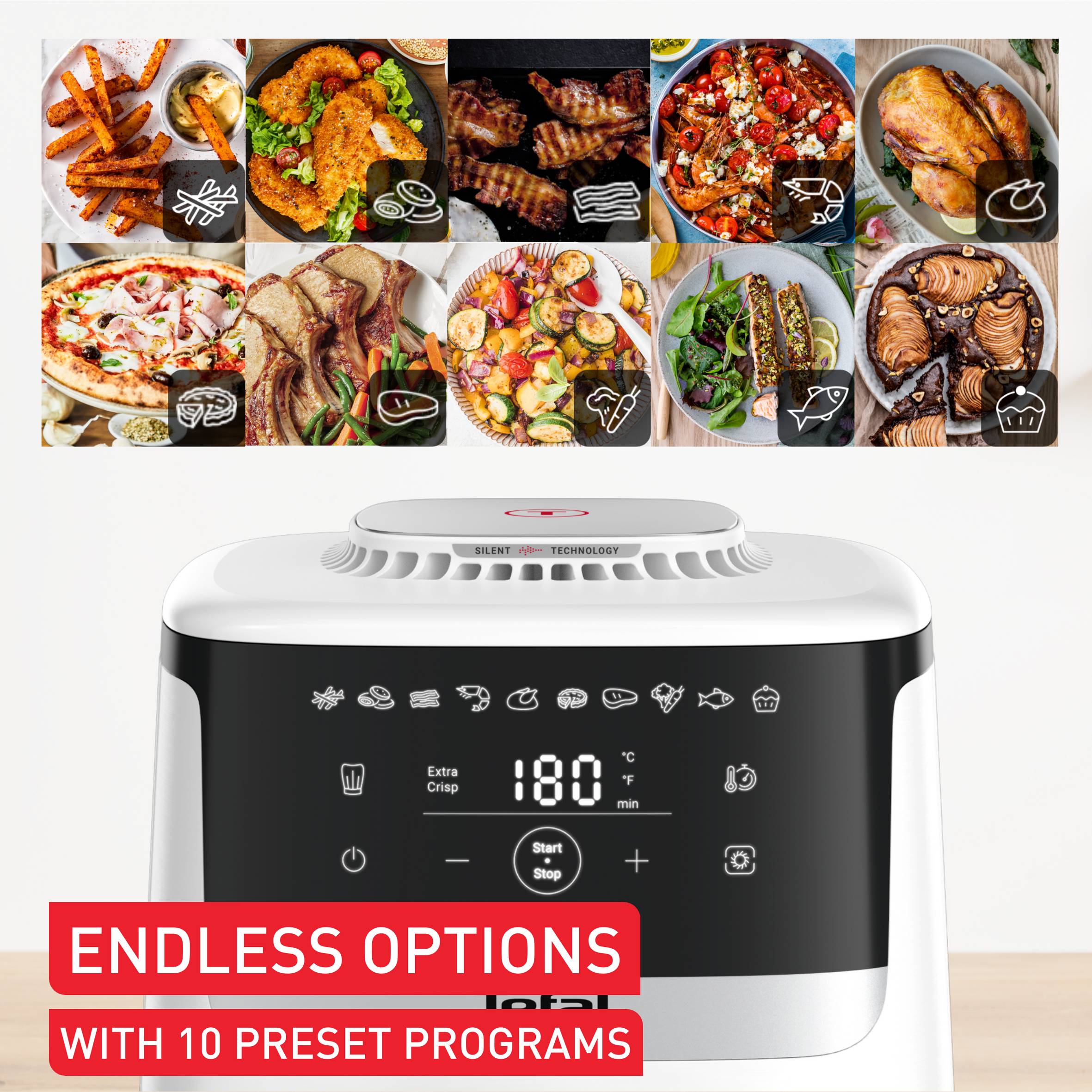 Tichá horkovzdušná fritéza Tefal Easy Fry Silence  5 l, EY5521E0, bílá