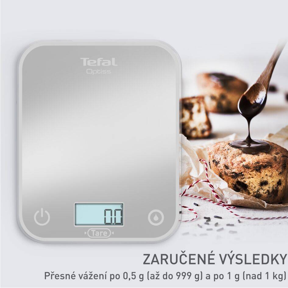 Elektronická kuchyňská váha šedá Tefal Optiss BC50U4V0