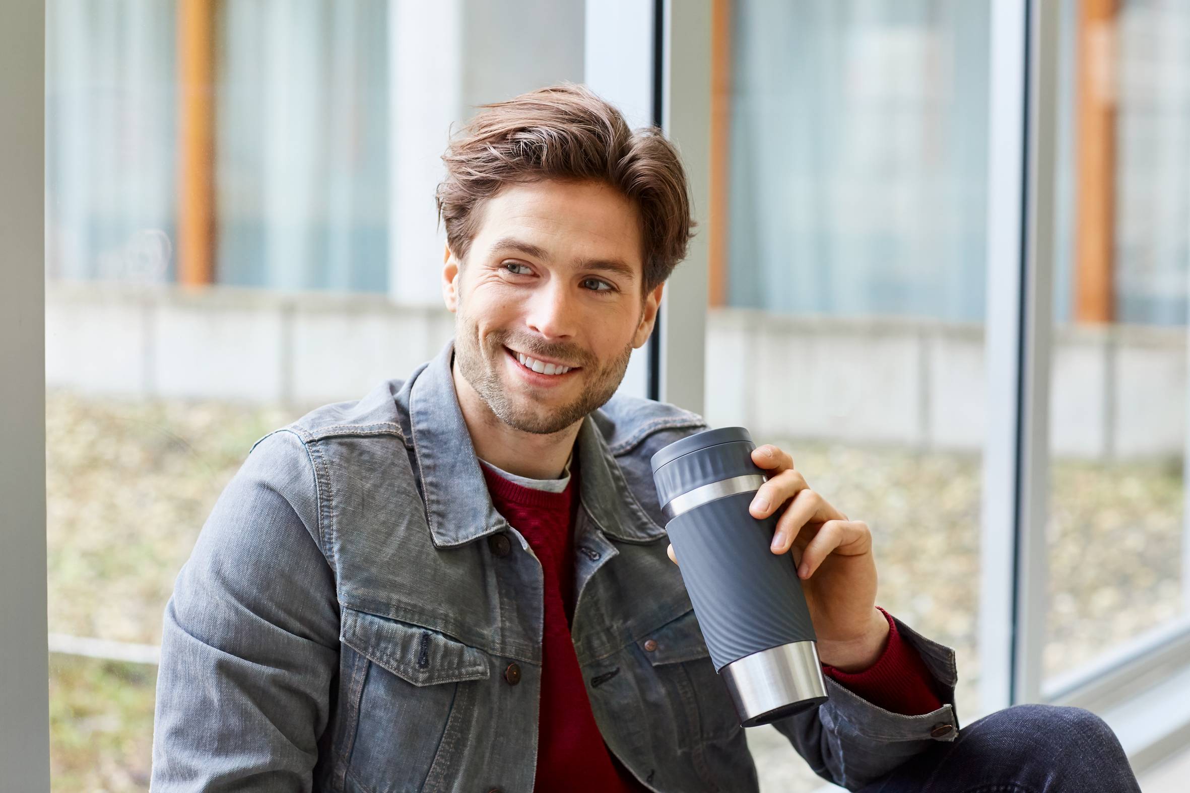 Termohrnek Tefal Easy Twist Mug N2011510 Šedý 0,36 l