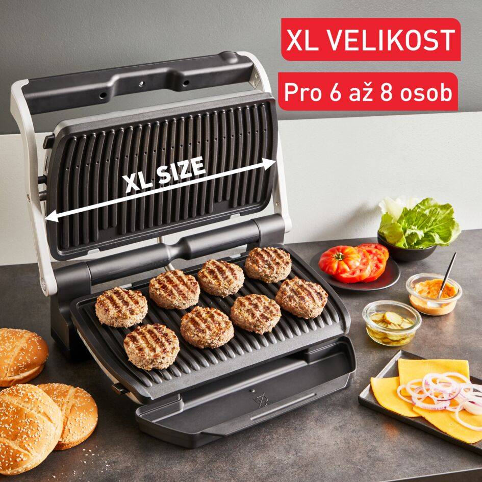 Tefal OptiGrill+ XL, inteligentní elektrický kontaktní gril pro dokonalé výsledky, nevyžaduje kontrolu, 9&nbsp;automatických programů