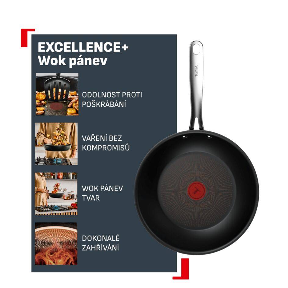 Nepřilnavá pánev wok Tefal Excellence+ G3301902 28 cm