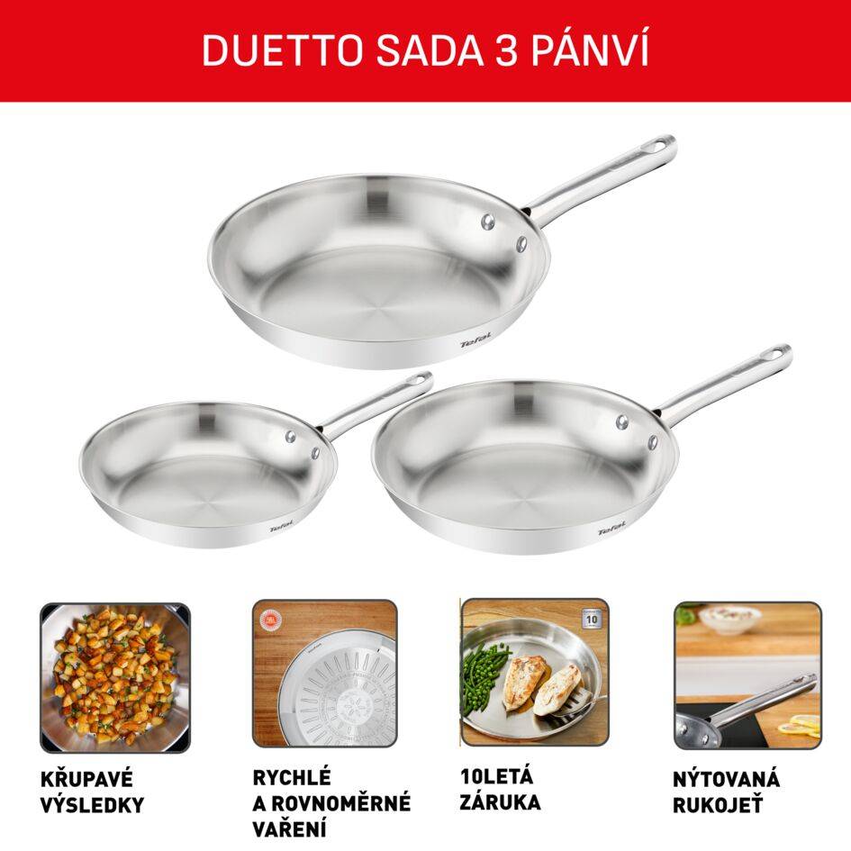 Sada nepřilnavých pánví Tefal Duetto On B866S334 20, 24 a 28 cm