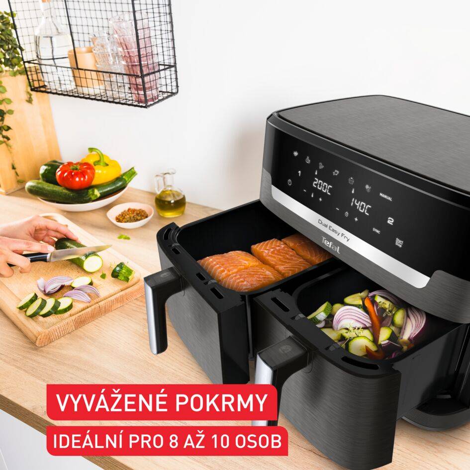 EY942HE0 Easy Fry Dual XXL horkovzdušná fritéza Tefal 11 l