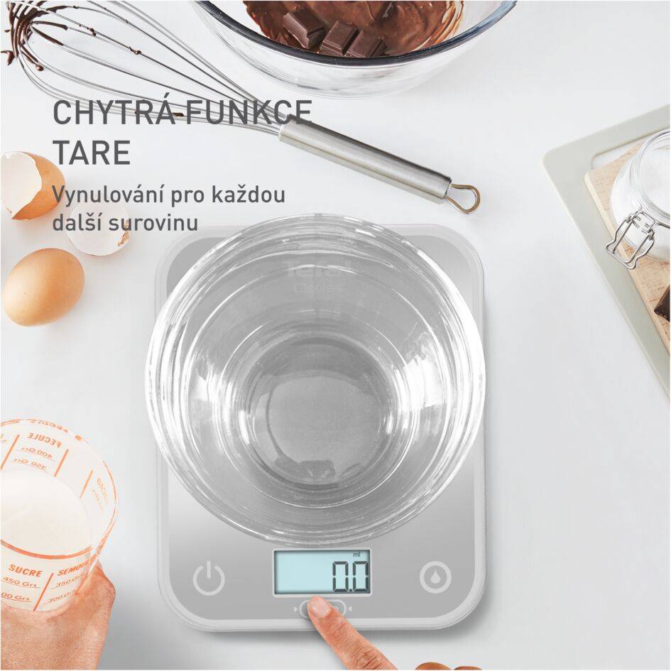 Elektronická kuchyňská váha šedá Tefal Optiss BC50U4V0