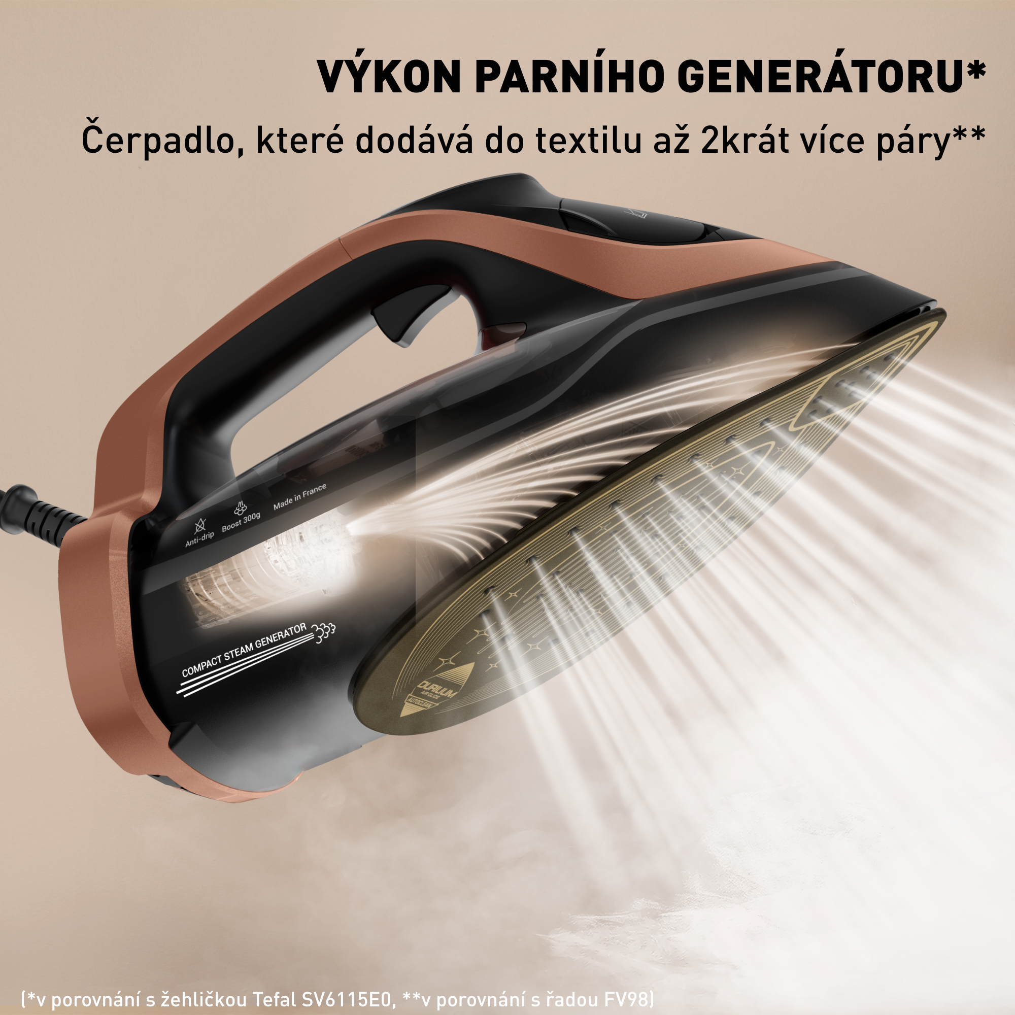 Napařovací žehlička na prádlo Tefal Ultimate Power Pro FV9E50E0 Růžově zlatá/Černá