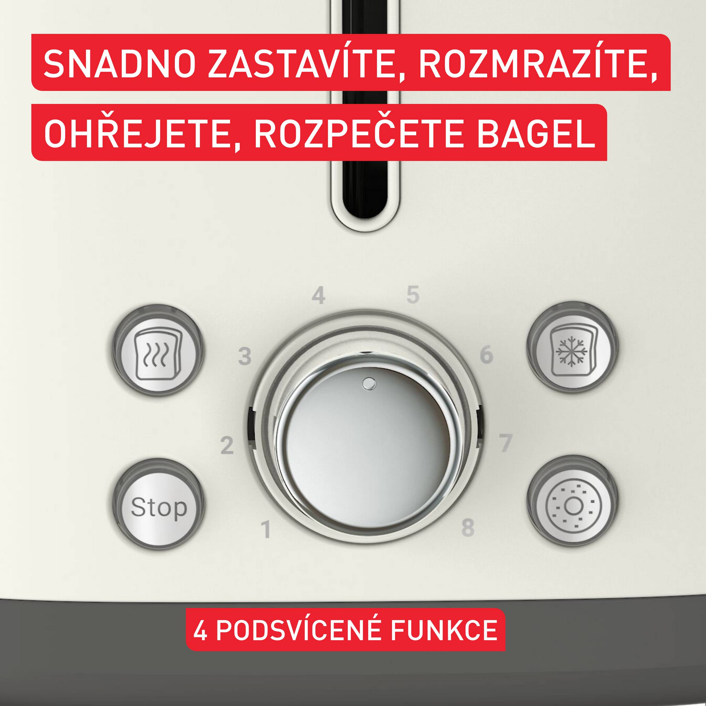 Retro topinkovač Tefal Collection, TT720AE0, nerezový, krémová