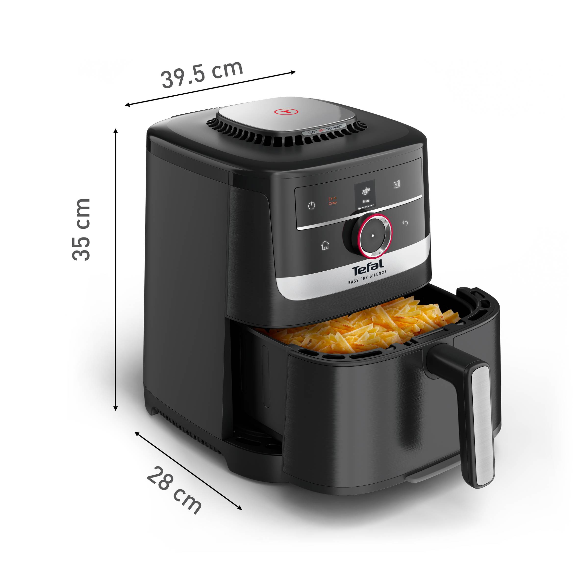 Tichá horkovzdušná fritéza Tefal Easy Fry Silence Smart 5 l EY5728E1, černá