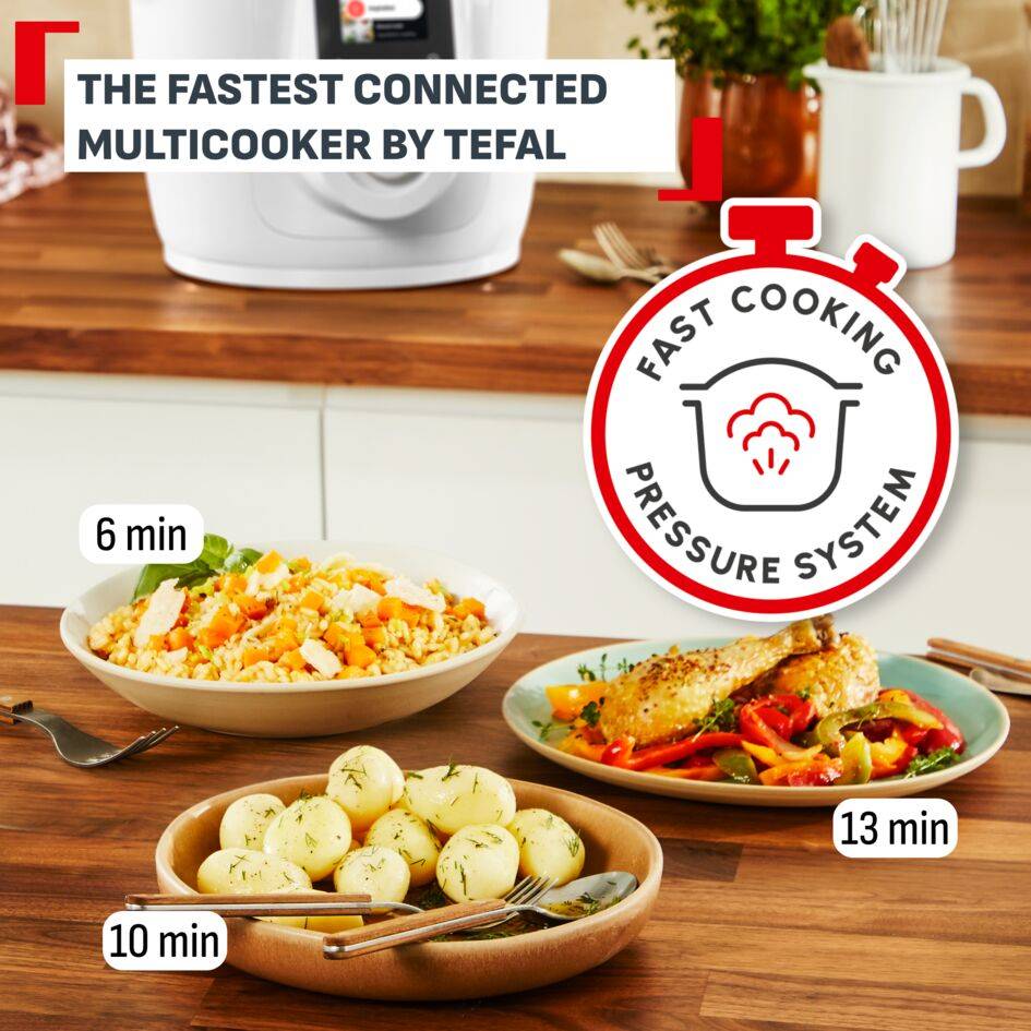 Multifunkční hrnec Tefal Cook4me Wi-Fi 10v1, CY9621F2, bílá