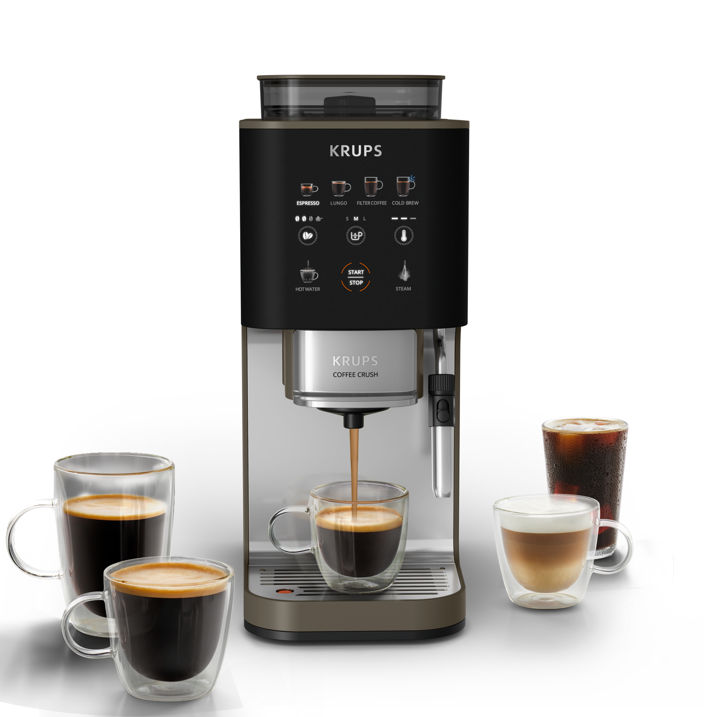 Automatický kávovar KRUPS Coffee Crush Experience SA403BE0 tmavě šedá