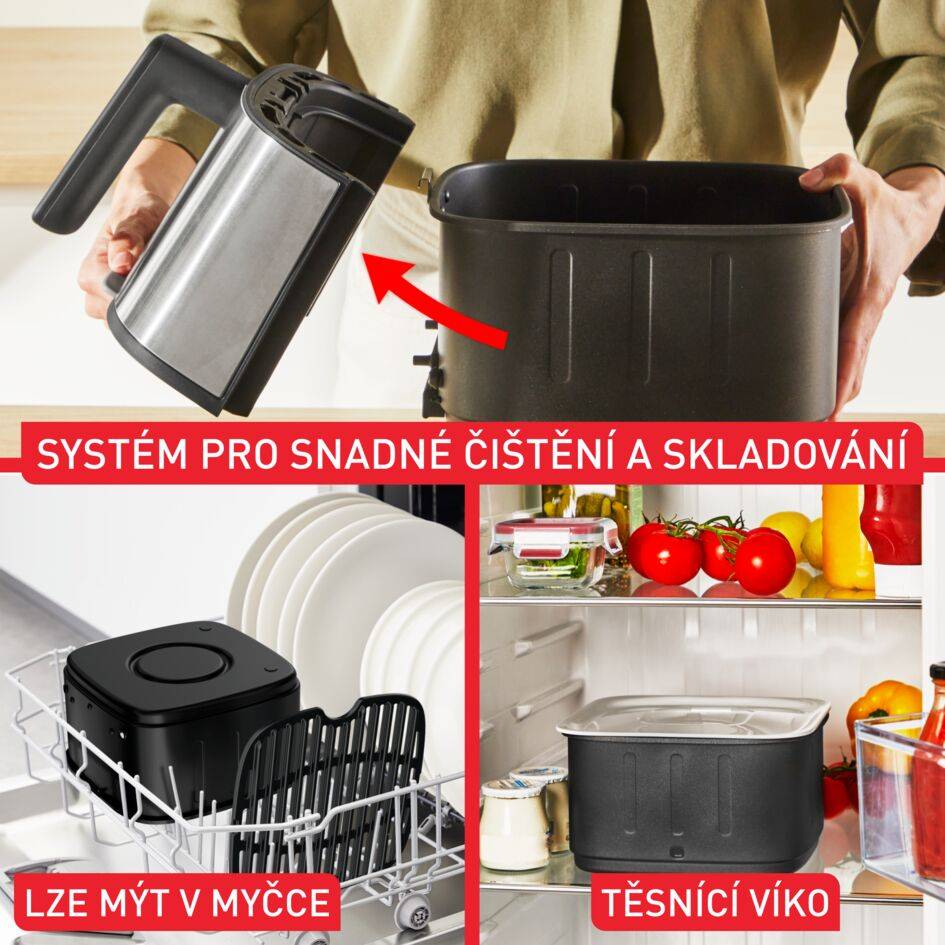 Tichá horkovzdušná fritéza Tefal Easy Fry Silence EY552DE0 Nerezová ocel