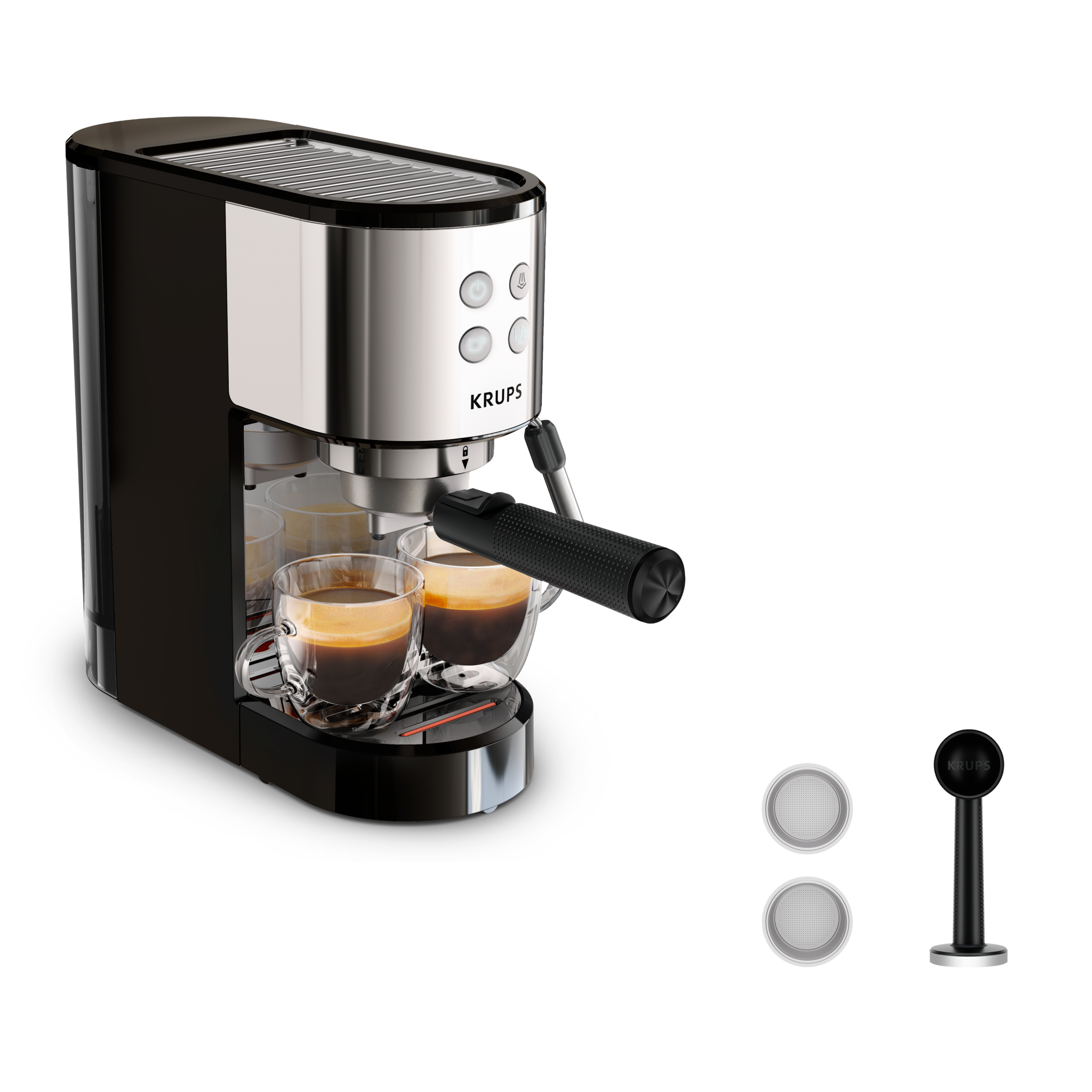 Pákový kávovar KRUPS Virtuoso Essential XP441810 Černý/Nerez