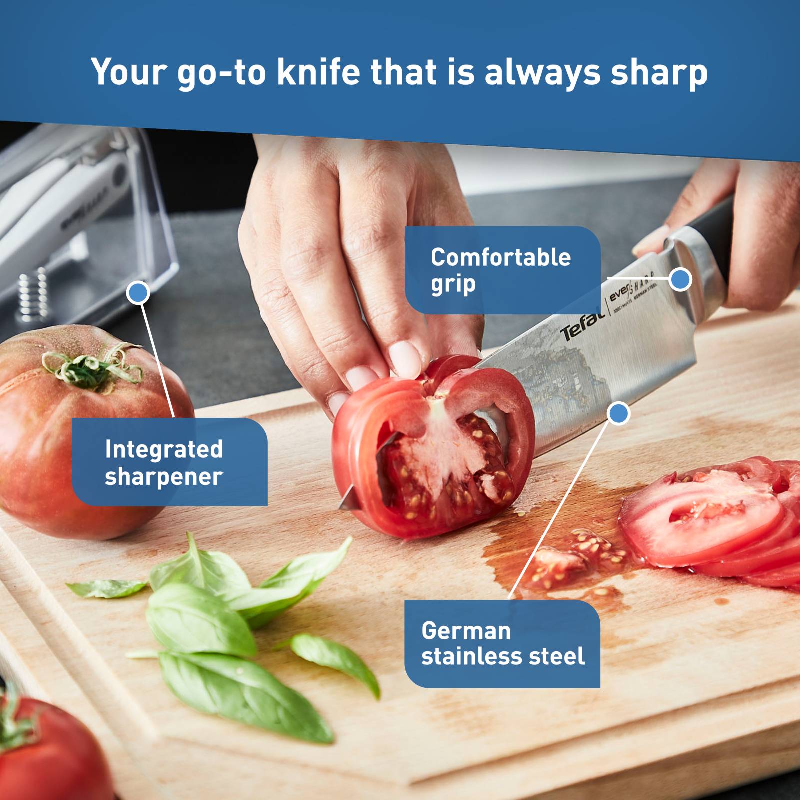 Kuchyňský nůž Tefal Ever Sharp K2569004 Nerezový/Černý 16,5 cm