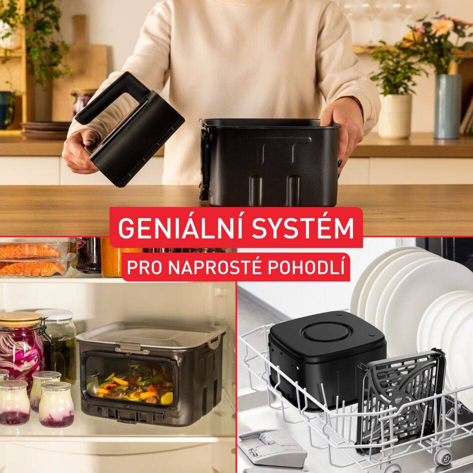 Tichá horkovzdušná fritéza Tefal Easy Fry Silence 7L, EY876DE1, nerez