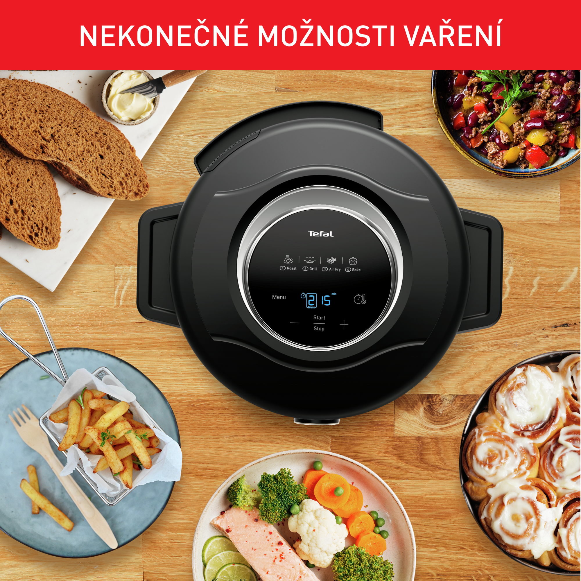 Elektrický hrnec a horkovzdušná fritéza Tefal Turbo Cuisine & Fry CY778830 Černý
