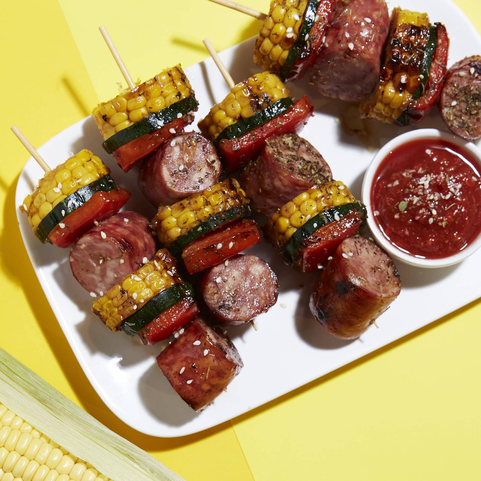 Špízy se zeleninou a klobásou - recept OptiGrill 2in1 | Tefal
