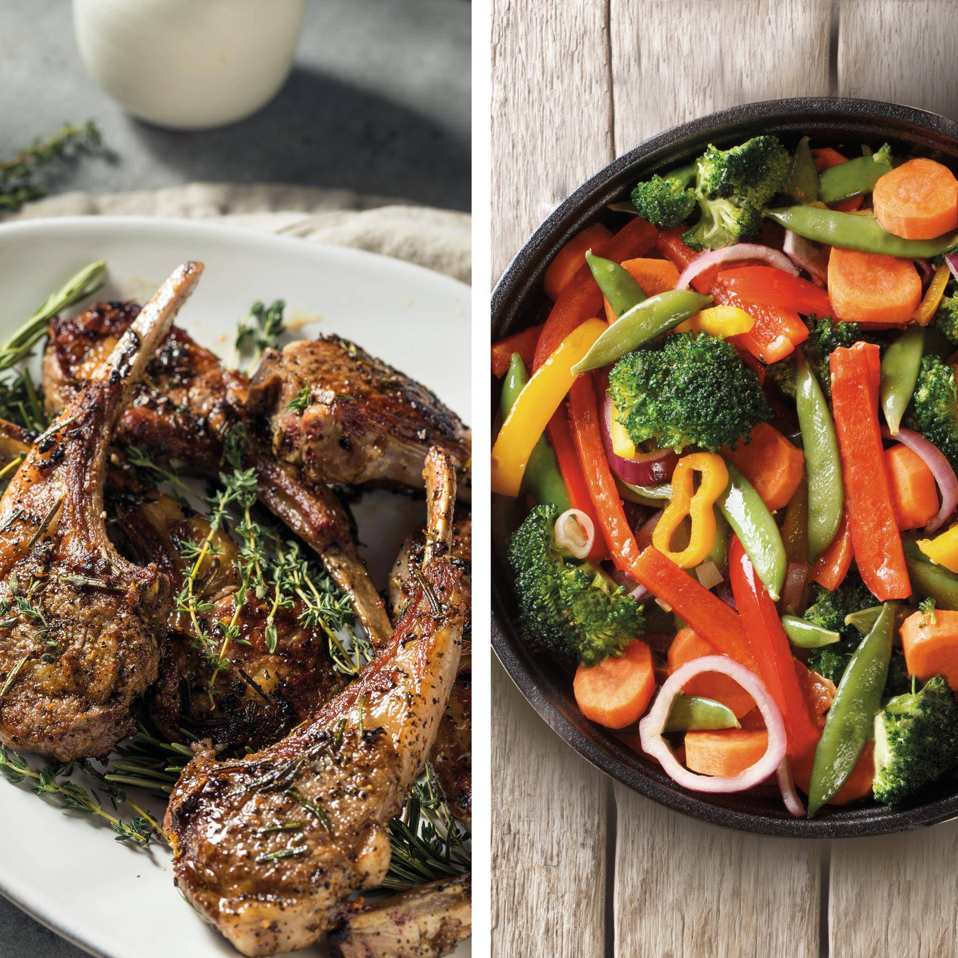 Jehněčí kotlety s pečenou zeleninou - recept Dual EasyFry&Grill | Tefal