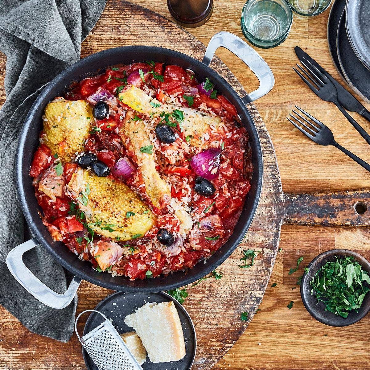 Jednohrncové italské kuře se sušenými rajčaty a rýží - recept Hrnce a pánve | Tefal