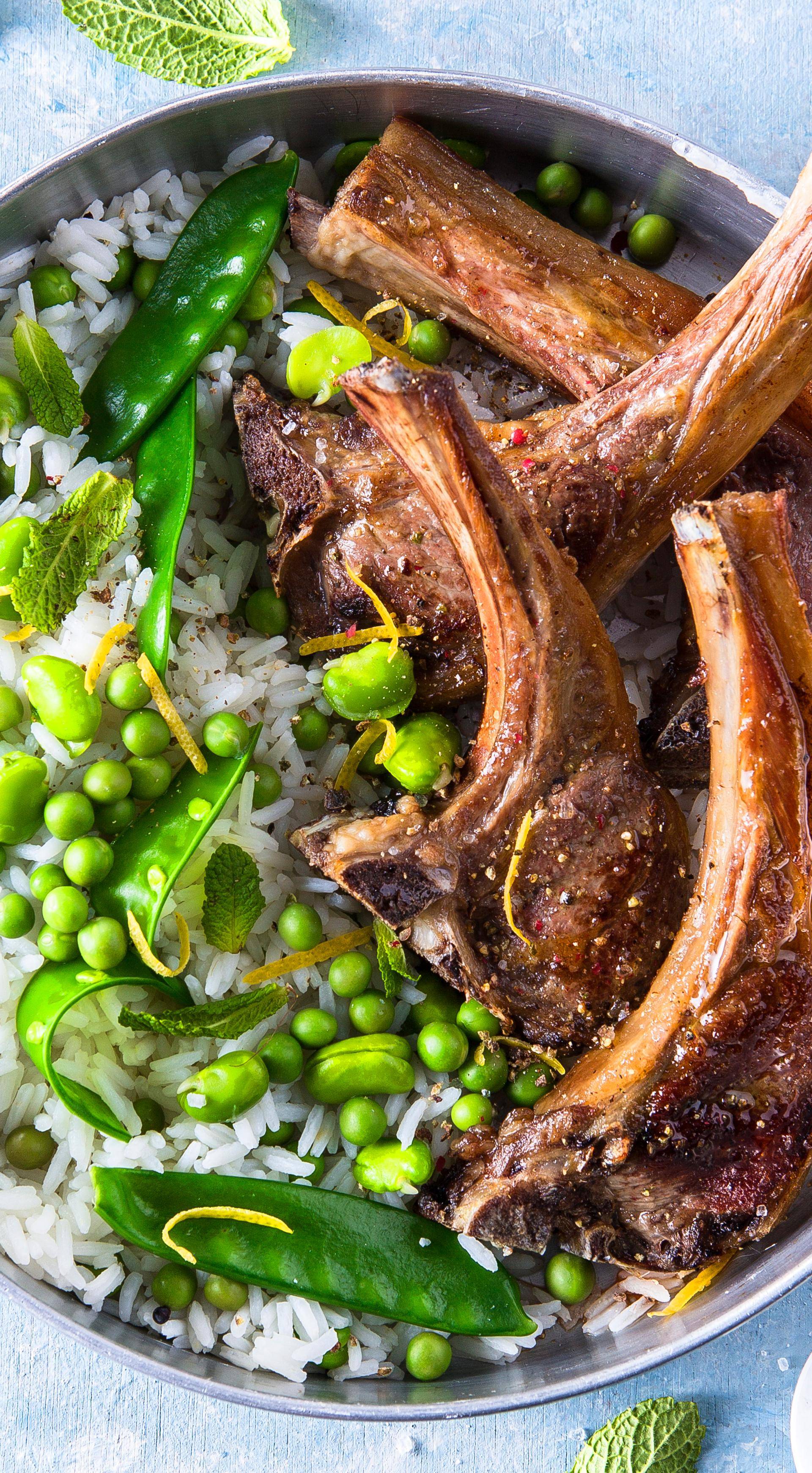 Jehněčí kotletky s citronem, rýží a zeleninou - recept Hrnce a pánve | Tefal