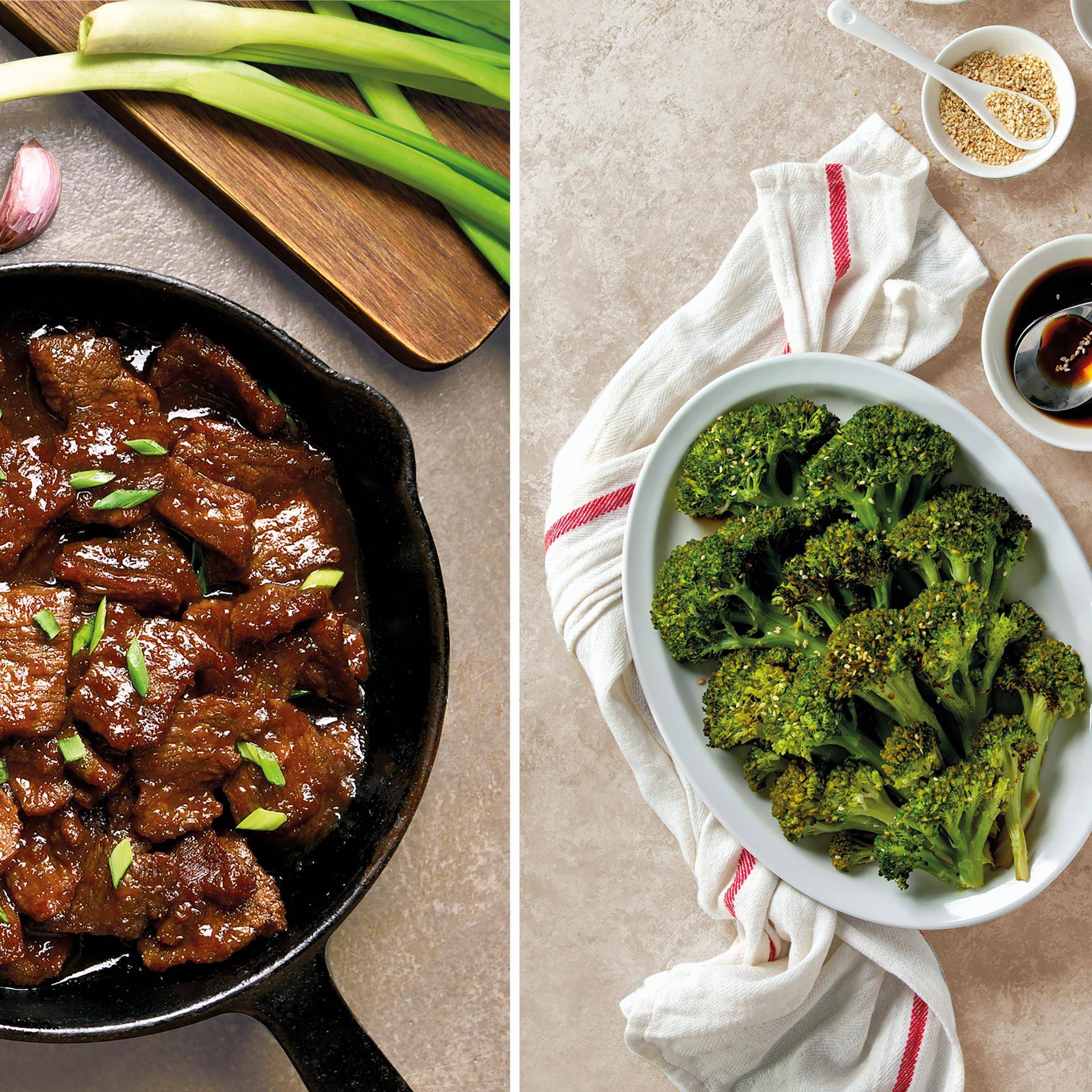 Flank steak se sójovou omáčkou a sezamovou brokolicí - recept Dual EasyFry&Grill | Tefal