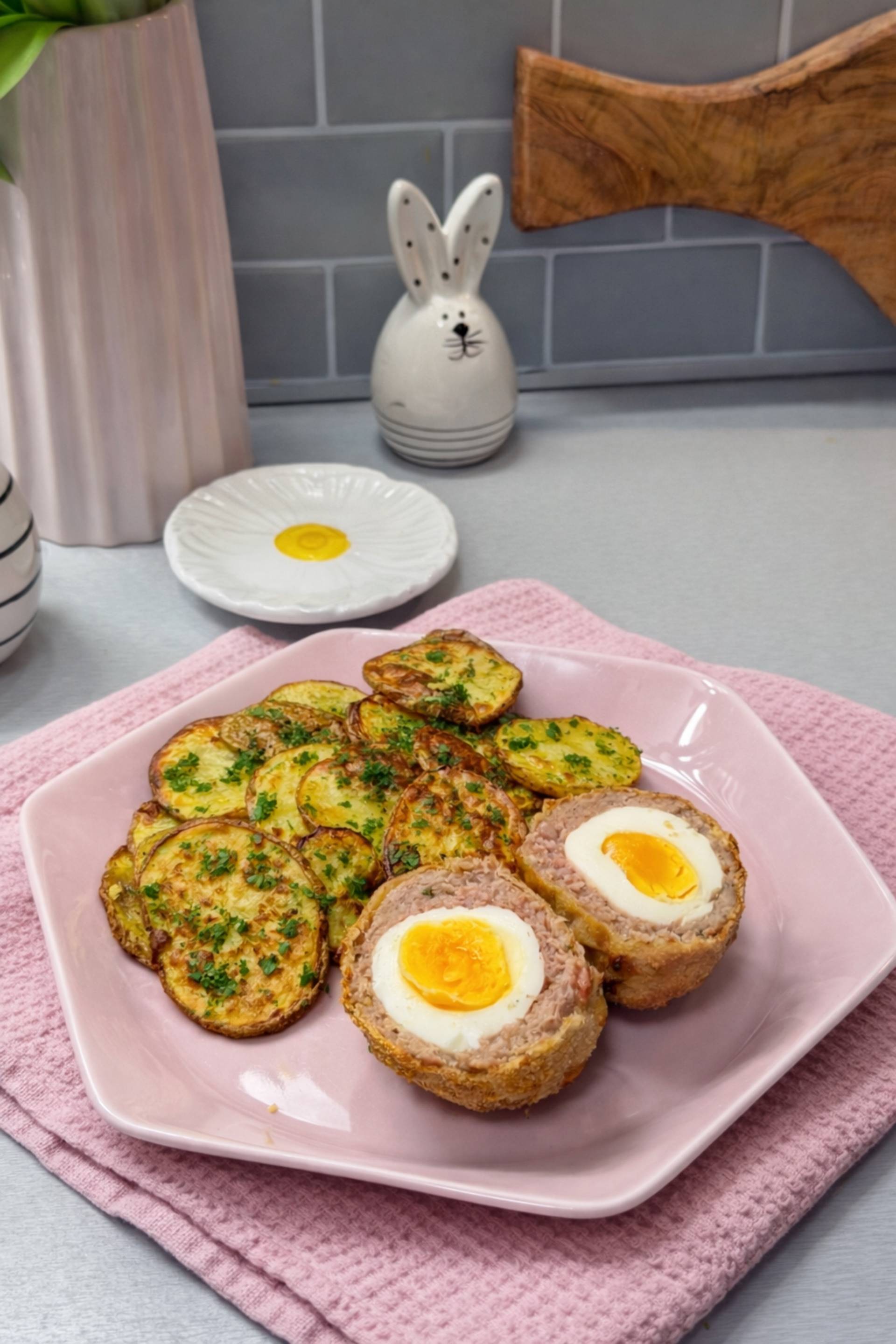 Skotská vejce a bramborové dukátky - recept DUAL EASY FRY XXL | Tefal