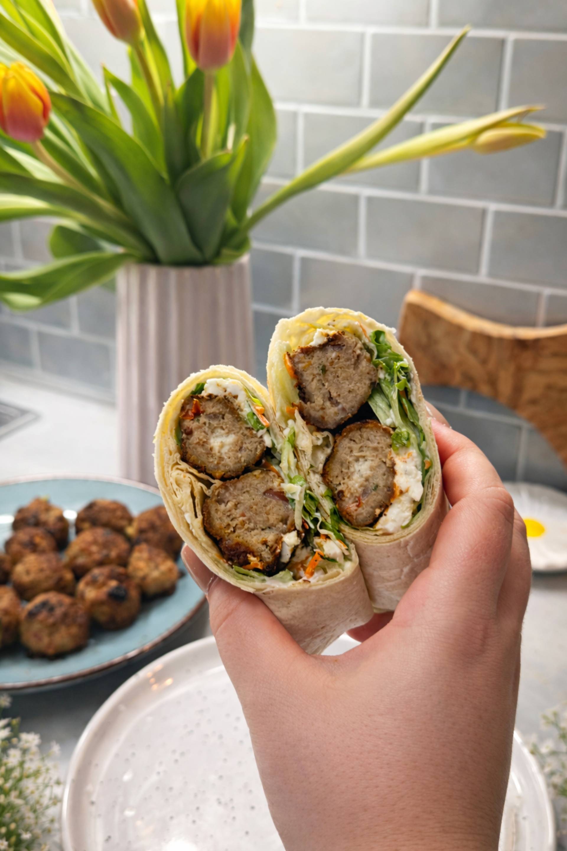 Středomořské masové kuličky v tortille - recept Easy Fry Silence 7L | Tefal