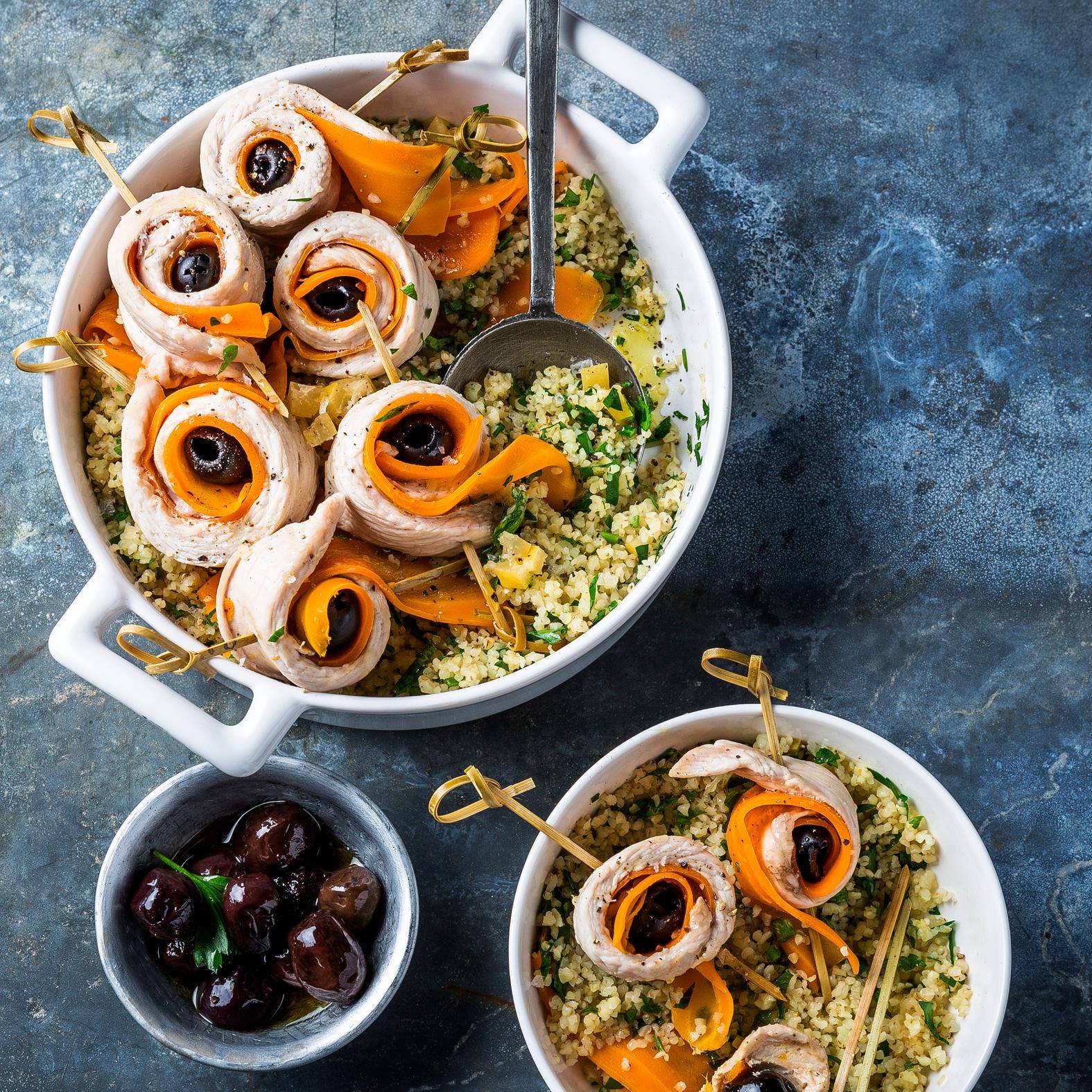 Krůtí špízy s mrkví a bulgurem - recept EASY FRY GRILL & STEAM 3 in 1 | Tefal