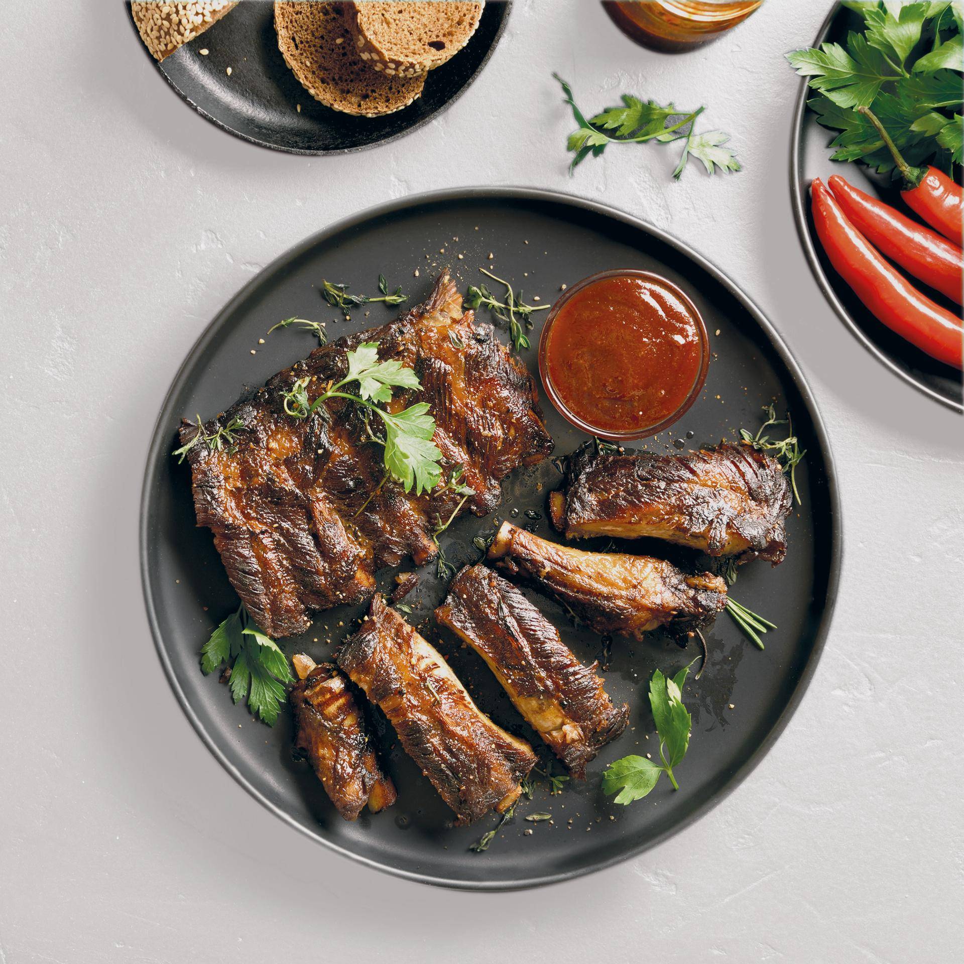 Grilovaná žebra s barbecue omáčkou - recept Easy Fry Compact | Tefal