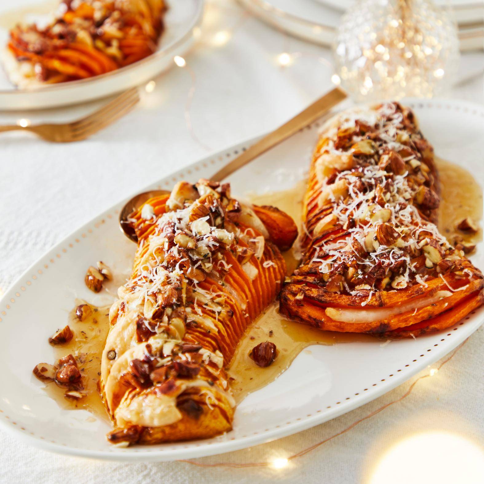 Máslová dýně Hasselback s mandlemi, medem a pecorinem - recept EASY FRY GRILL & STEAM 3 in 1 | Tefal