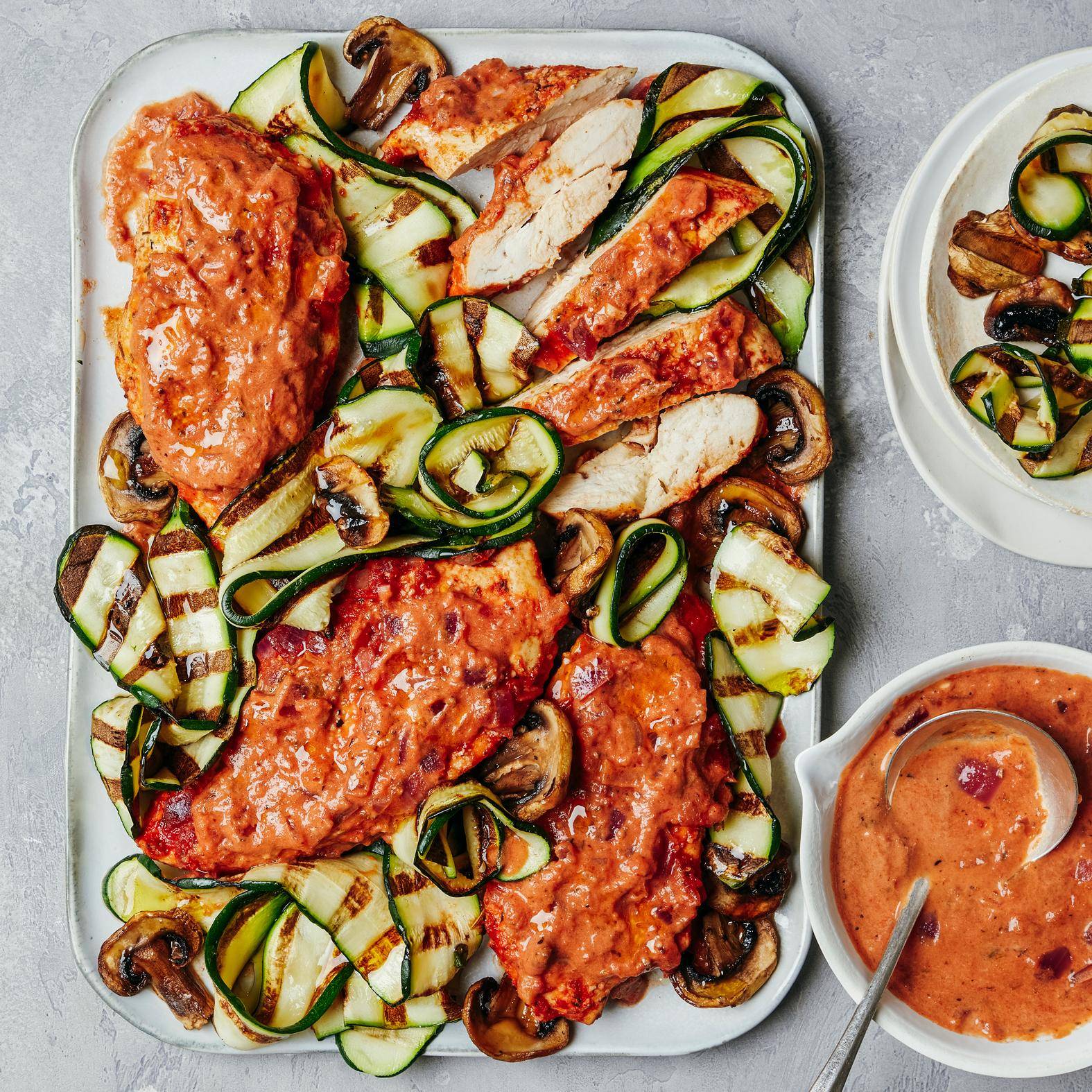 Kuře se smetanovou rajčatovou omáčkou a grilovanou zeleninou - recept OptiGrill 4in1 | Tefal