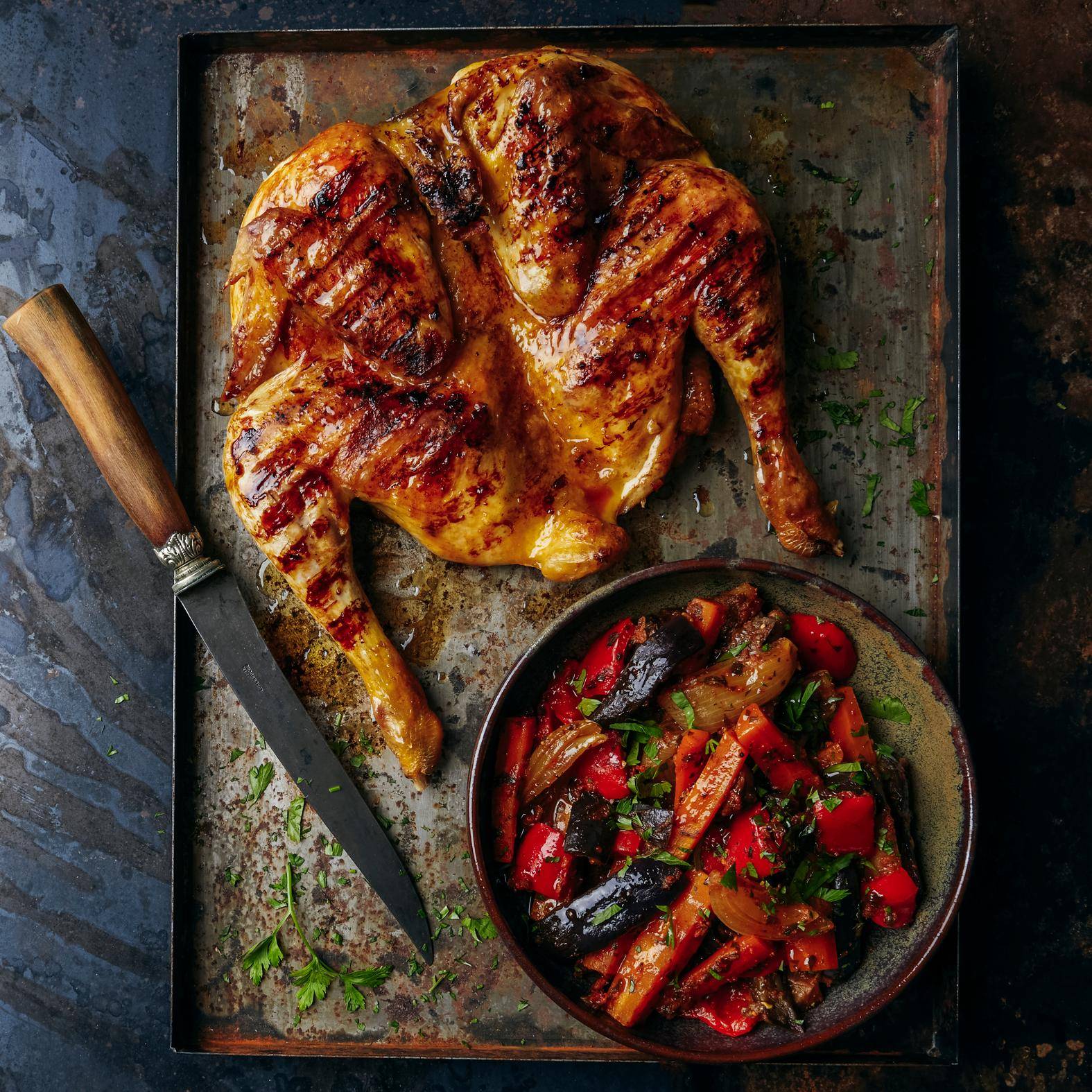 Gruzínské kuře tabaka se zeleninou - recept OptiGrill 4in1 | Tefal