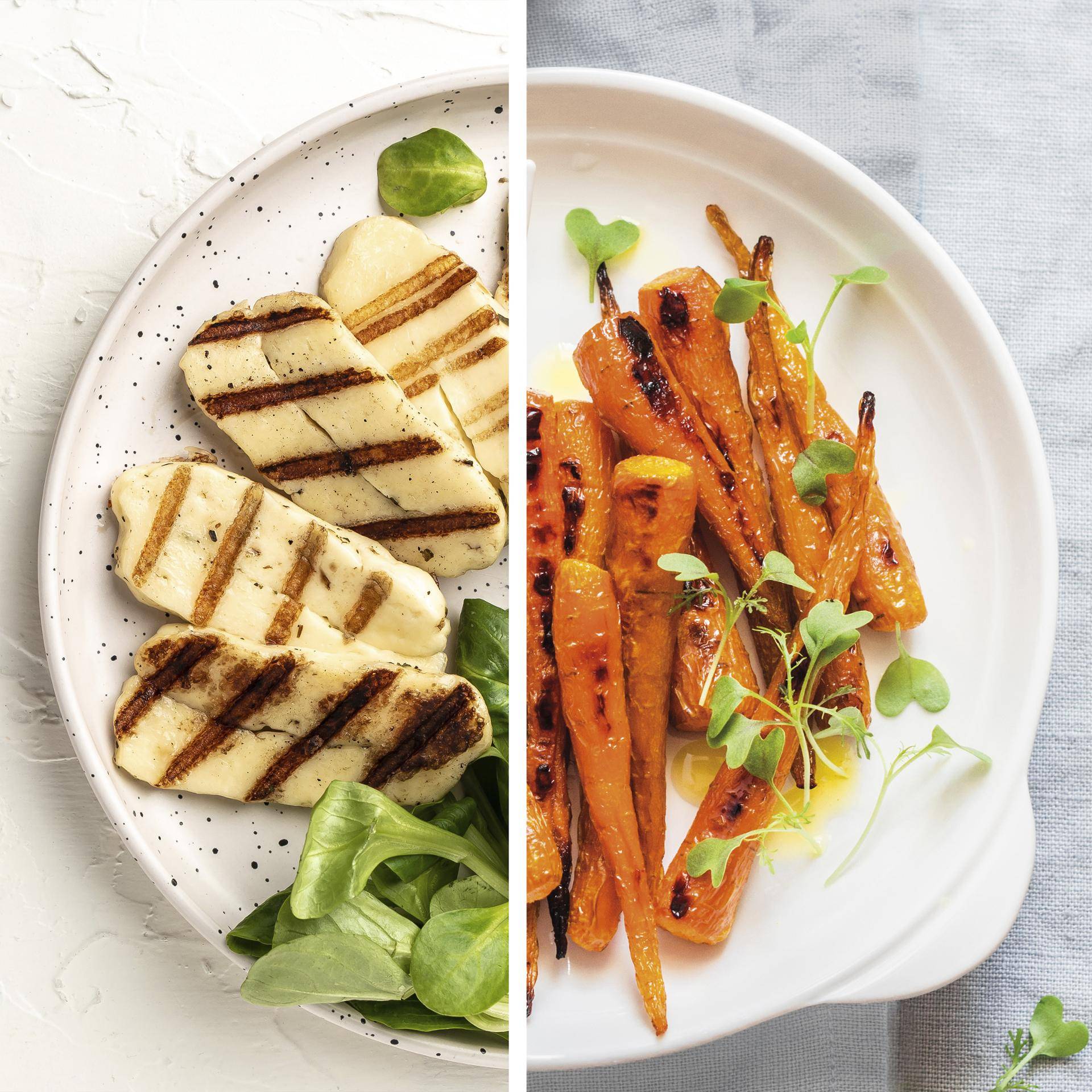 Grilované halloumi s pistáciemi a pečenou mrkví - recept Dual EasyFry&Grill | Tefal
