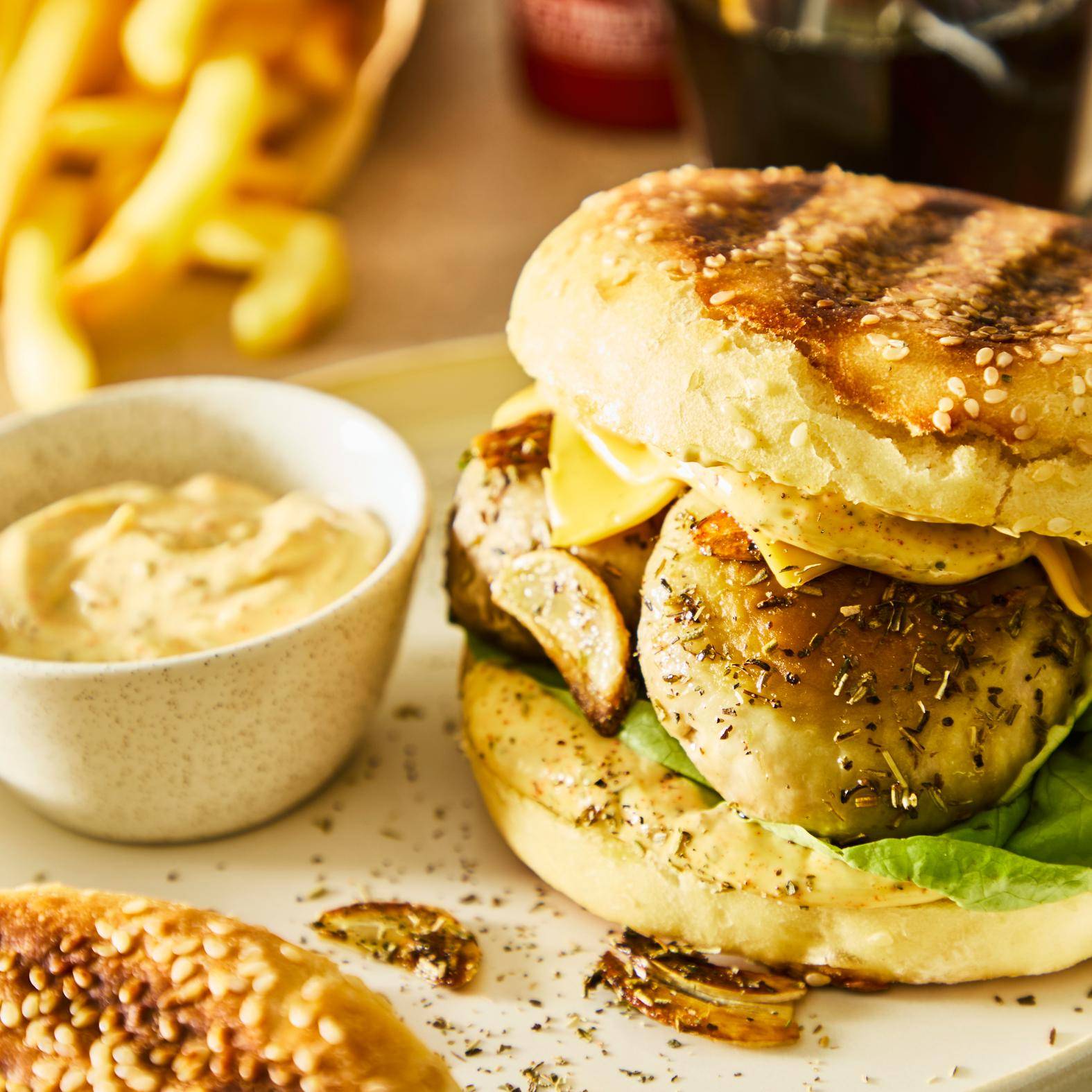 Veganský houbový burger, bramborová houska - recept OptiGrill 2in1 | Tefal