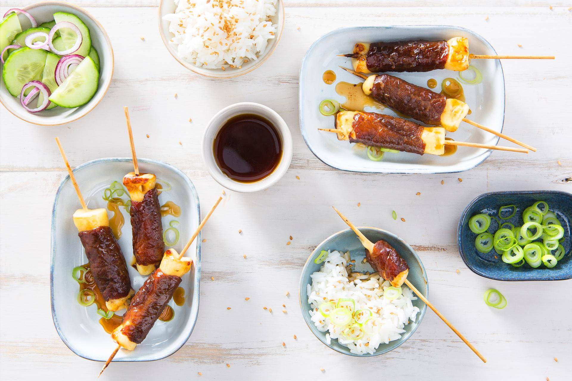 Hovězí špízy s teriyaki omáčkou - recept Easy Fry XL Surface | Tefal