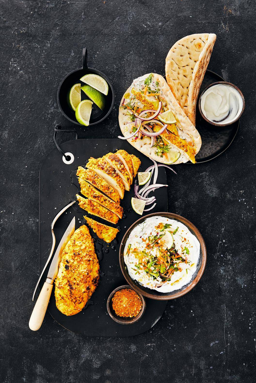 Pita s tandoori kuřetem - recept OptiGrill 4in1 | Tefal