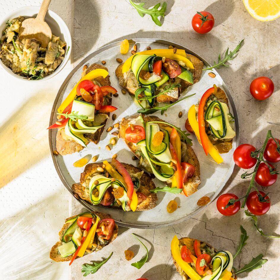 Tartinky se zeleninou a lilkovým kaviárem - recept Easy Fry Compact | Tefal