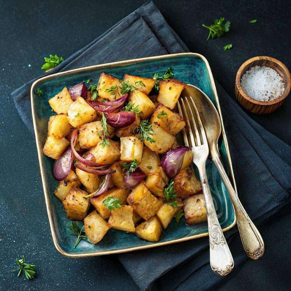 Smažené brambory s karamelizovanou cibulí - recept Hrnce a pánve | Tefal