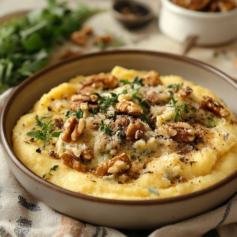 Křupavá polenta s gorgonzolou a vlašskými ořechy - recept undefined | Tefal