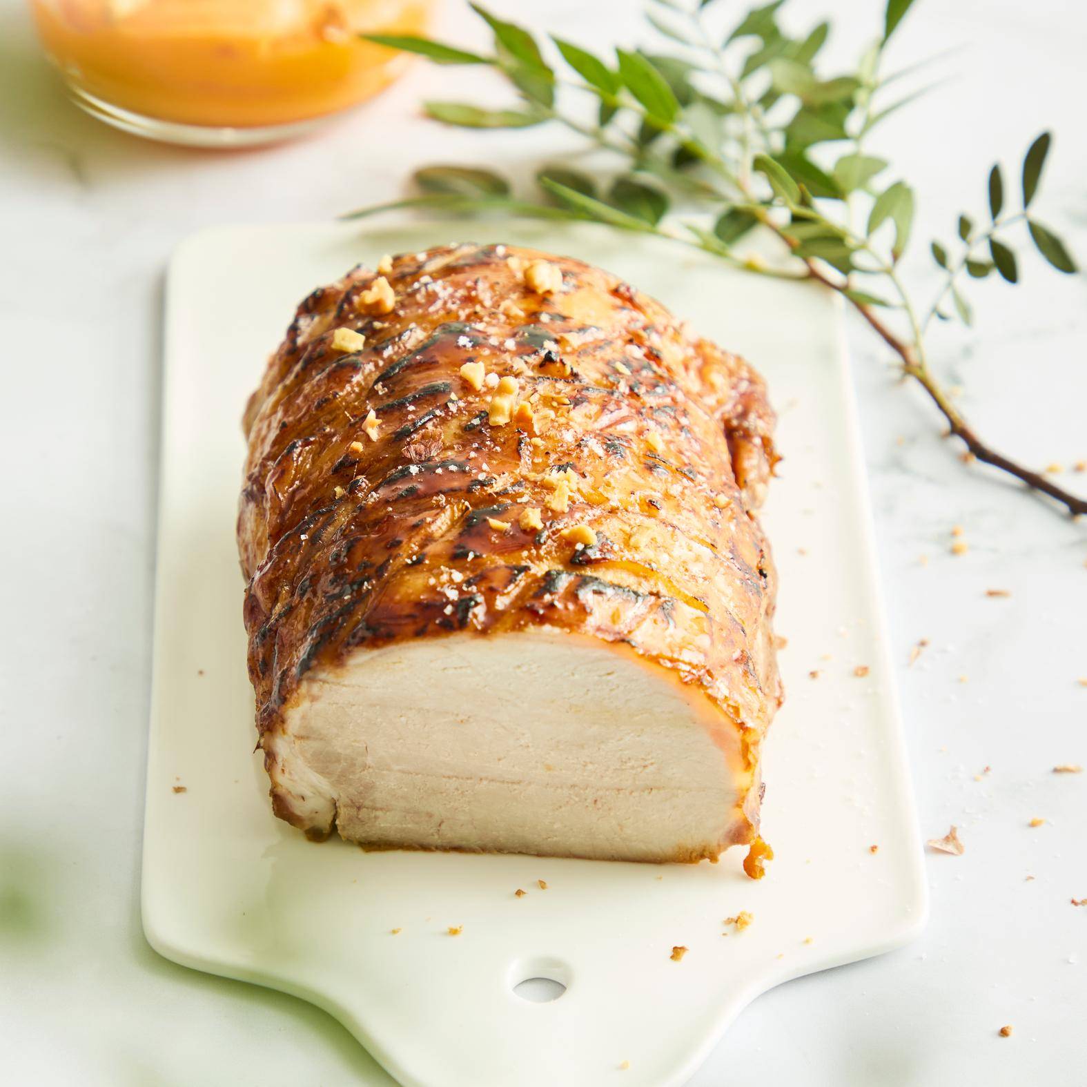 Vepřová pečeně s medovou polevou a pyré z vlašských ořechů a sladkých brambor - recept Dual EasyFry | Tefal