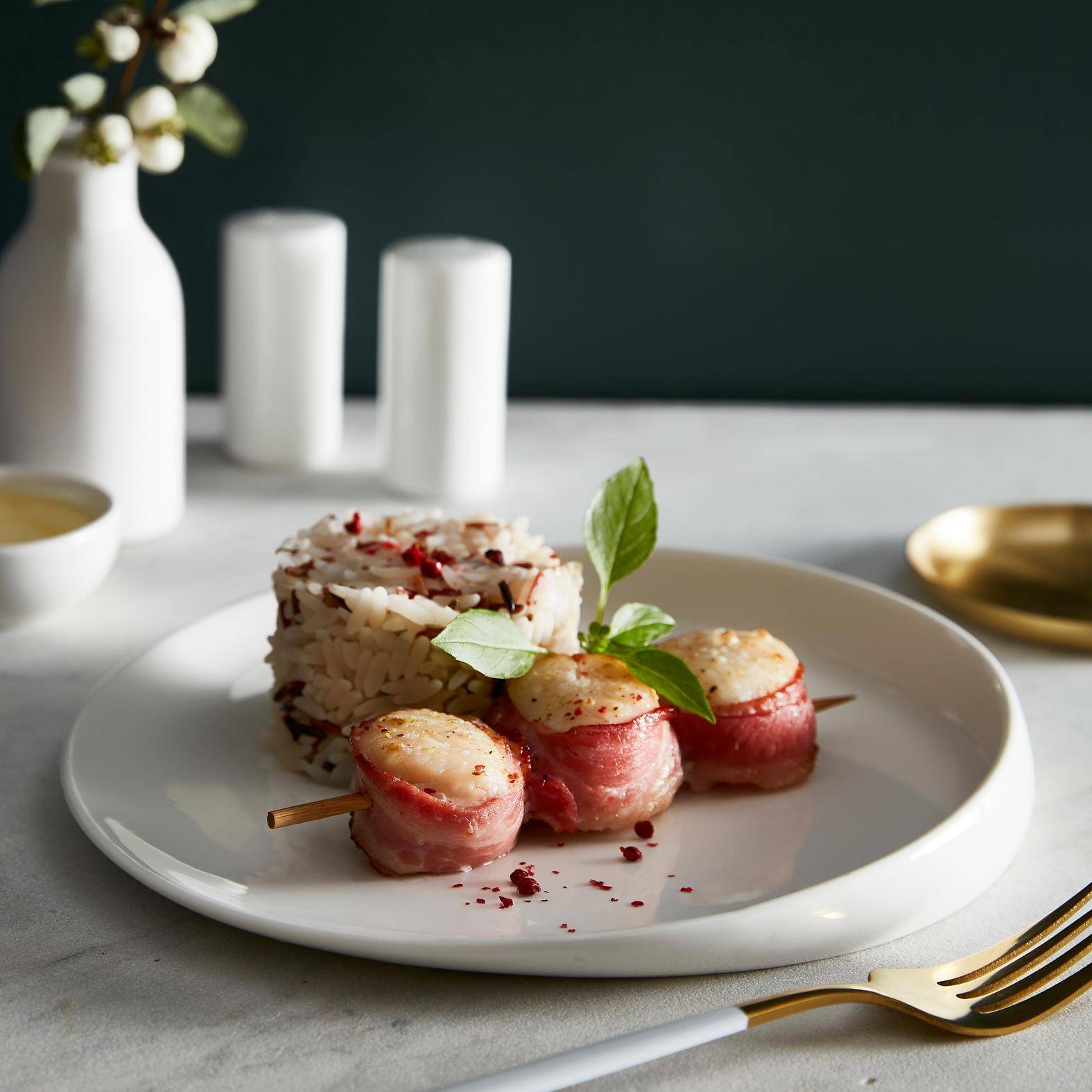 Špízy z hřebenatek s uzenou slaninou - recept EASY FRY GRILL & STEAM 3 in 1 | Tefal