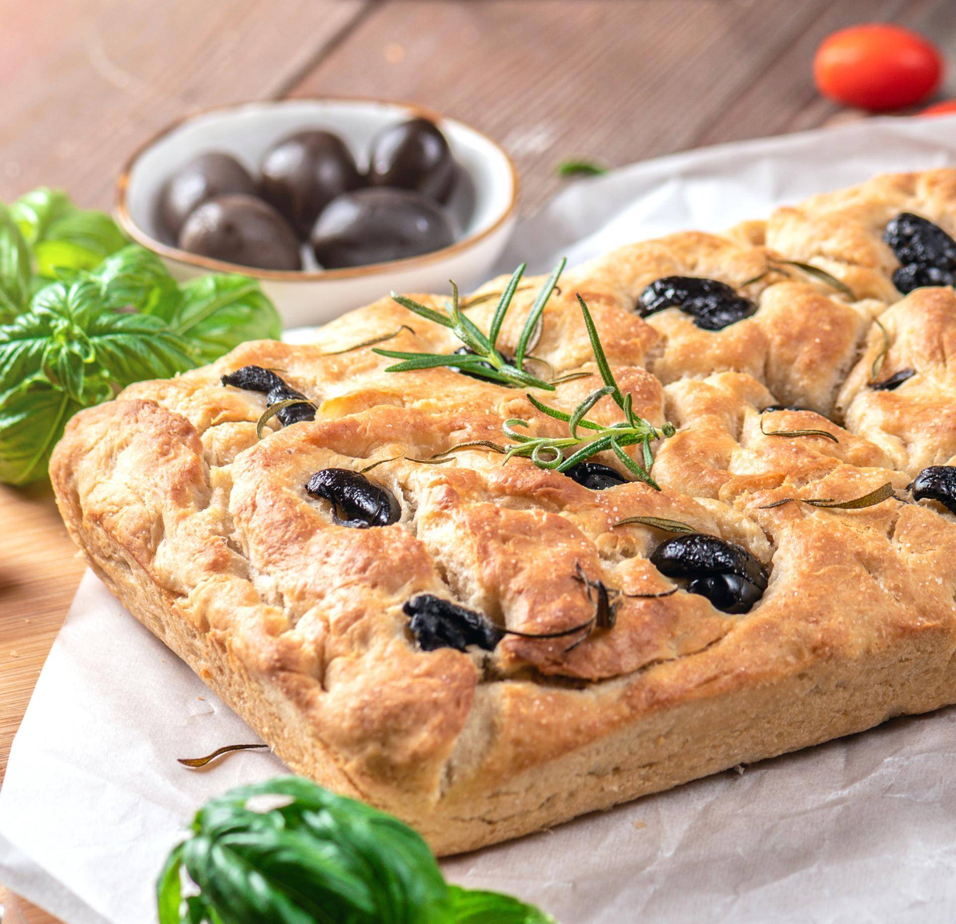 Focaccia s bylinkami a olivami Kalamata - recept undefined | Tefal